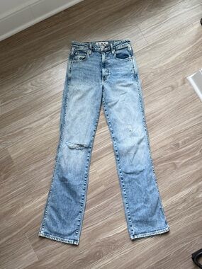 AMO Women’s Willa Slim Flare High Rise Denim Jeans Sz 26 Wander Lightwash EUC